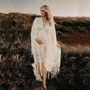 Boho lace adjustable maternity dress